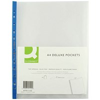 Q-Connect Deluxe A4 Punched Pockets, 75 Micron, Top Opening, Pack of 25 Q-Connect Deluxe A4 Punched Pockets, 75 Micron, Top Opening, Pack of 25
