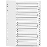 Q-Connect Plastic Index Dividers, 1-31, Clear Tabs, A4, White 