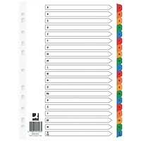 Q-Connect Reinforced Board Index Dividers, A-Z, Multicolour Tabs, A4, White, Pack of 10