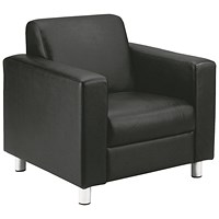 Avior Executive Reception Leather Faced Armchair, Black