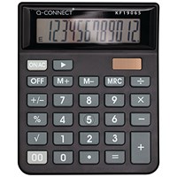 Q-Connect 12 Digit Table Top Calculator, Medium, Black