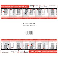 Q-Connect 16 Month 2025 Desktop Calendar, 65x265mm