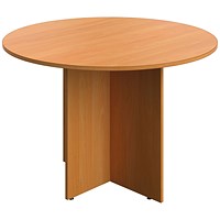 Serrion Leg Round Boardroom Table, 1100mm, Beech