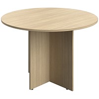 Serrion Leg Round Boardroom Table, 1100mm, Oak