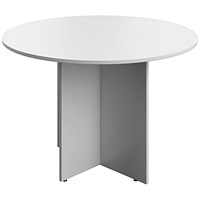 Serrion Leg Round Boardroom Table, 1100mm, White