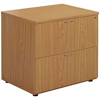 Jemini 2 Drawer Desk Side Filing Cabinet, 800x600x730mm, Oak