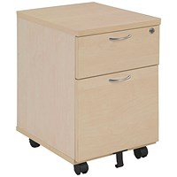 Jemini 2 Drawer Mobile Pedestal, Maple