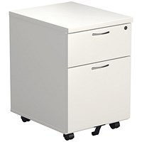 Jemini 2 Drawer Mobile Pedestal, White