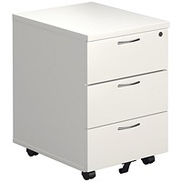 Jemini 3 Drawer Mobile Pedestal, White