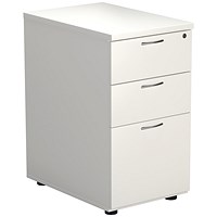 Jemini 3 Drawer Desk High Pedestal, 800mm Deep, White