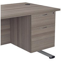 Jemini 2 Drawer Fixed Pedestal, 655mm Deep, Grey Oak