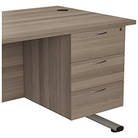 Jemini 3 Drawer Fixed Pedestal, 655mm Deep, Grey Oak