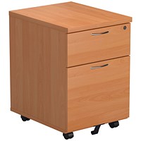 Jemini 2 Drawer Mobile Pedestal, Beech