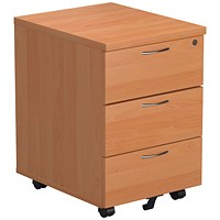 Jemini 3 Drawer Mobile Pedestal, Beech