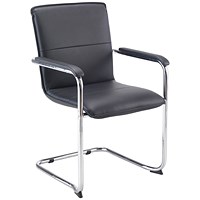 Arista Titan Cantilever Base Skid Feet Visitor Chair, Black/Chrome