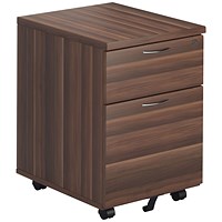 Jemini 2 Drawer Mobile Pedestal, Walnut