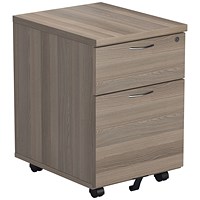 Jemini 2 Drawer Mobile Pedestal, Grey Oak