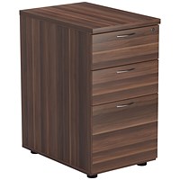 Jemini 3 Drawer Desk High Pedestal, 600mm Deep, Walnut