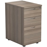 Jemini 3 Drawer Desk High Pedestal, 600mm Deep, Grey Oak