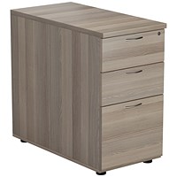 Jemini 3 Drawer Desk High Pedestal, 800mm Deep, Grey Oak