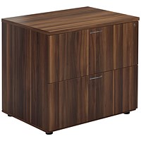 Jemini 2 Drawer Desk Side Filing Cabinet, 800x600x730mm, Walnut