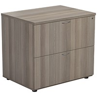 Jemini 2 Drawer Desk Side Filing Cabinet, 800x600x730mm, Grey Oak