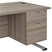 Jemini 2 Drawer Fixed Pedestal, 510mm Deep, Grey Oak