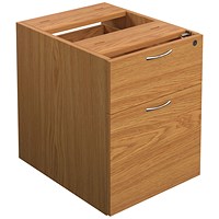 Jemini 2 Drawer Fixed Pedestal, 510mm Deep, Oak