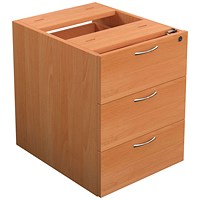 Jemini 3 Drawer Fixed Pedestal, 500mm Deep, Beech