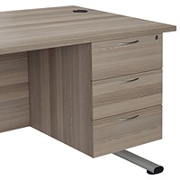 Jemini 3 Drawer Fixed Pedestal, 500mm Deep, Grey Oak