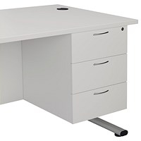 Jemini 3 Drawer Fixed Pedestal, 500mm Deep, White