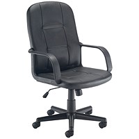 Jemini Jack 2 Executive Polyurethane Swivel Chair with Fixed Arms, Black