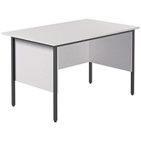 Serrion 1200mm Rectangular Desk, Silver Straight Legs, White