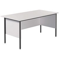 Serrion 1500mm Rectangular Desk, Silver Straight Legs, White