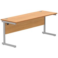 Astin 1800mm Slim Rectangular Desk, Silver Cantilever Legs, Beech