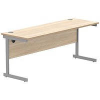 Astin 1800mm Slim Rectangular Desk, Silver Cantilever Legs, Oak