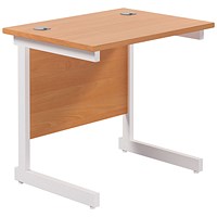 Jemini 800mm Slim Rectangular Desk, White Cantilever Leg, Beech