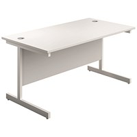 Jemini 1200mm Slim Rectangular Desk, White Cantilever Leg, White