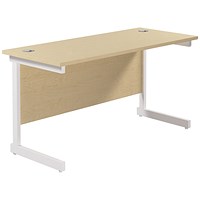 Jemini 1200mm Slim Rectangular Desk, White Cantilever Leg, Maple