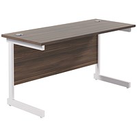 Jemini 1200mm Slim Rectangular Desk, White Cantilever Leg, Walnut