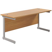 Jemini 1800mm Slim Rectangular Desk, Silver Cantilever Leg, Oak