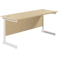 Jemini 1800mm Slim Rectangular Desk, White Cantilever Leg, Maple