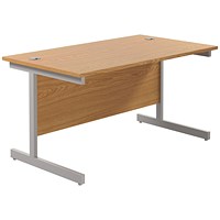 Jemini 1200mm Rectangular Desk, Silver Cantilever Leg, Oak