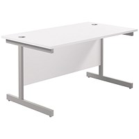 Jemini 1200mm Rectangular Desk, Silver Cantilever Leg, White