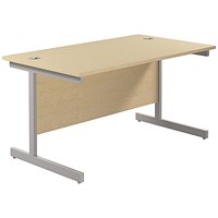 Jemini 1200mm Rectangular Desk, Silver Cantilever Leg, Maple