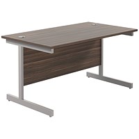 Jemini 1200mm Rectangular Desk, Silver Cantilever Leg, Walnut