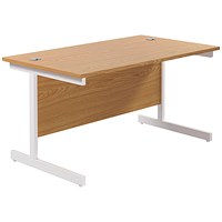 Jemini 1200mm Rectangular Desk, White Cantilever Leg, Oak