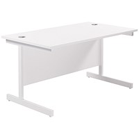 Jemini 1200mm Rectangular Desk, White Cantilever Leg, White