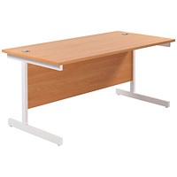 Jemini 1600mm Rectangular Desk, White Cantilever Leg, Beech