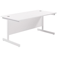 Jemini 1600mm Rectangular Desk, White Cantilever Leg, White